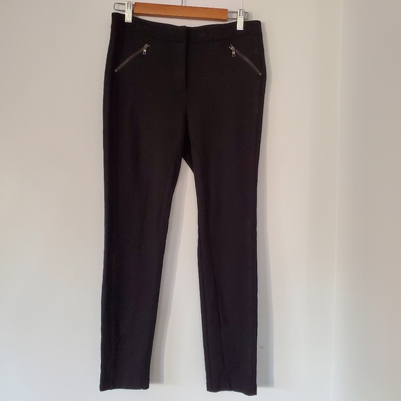 ADRIANNA PAPELL Women Sz 6 Skinny Ankle Moto Black Pants Zip Pockets Stretch EUC - Picture 5 of 12